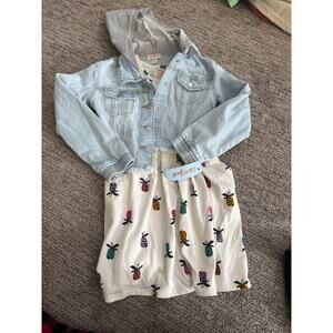 Girls bundle Size 6/7.  Dress Jean jacket tank top and mini squishmallow.
